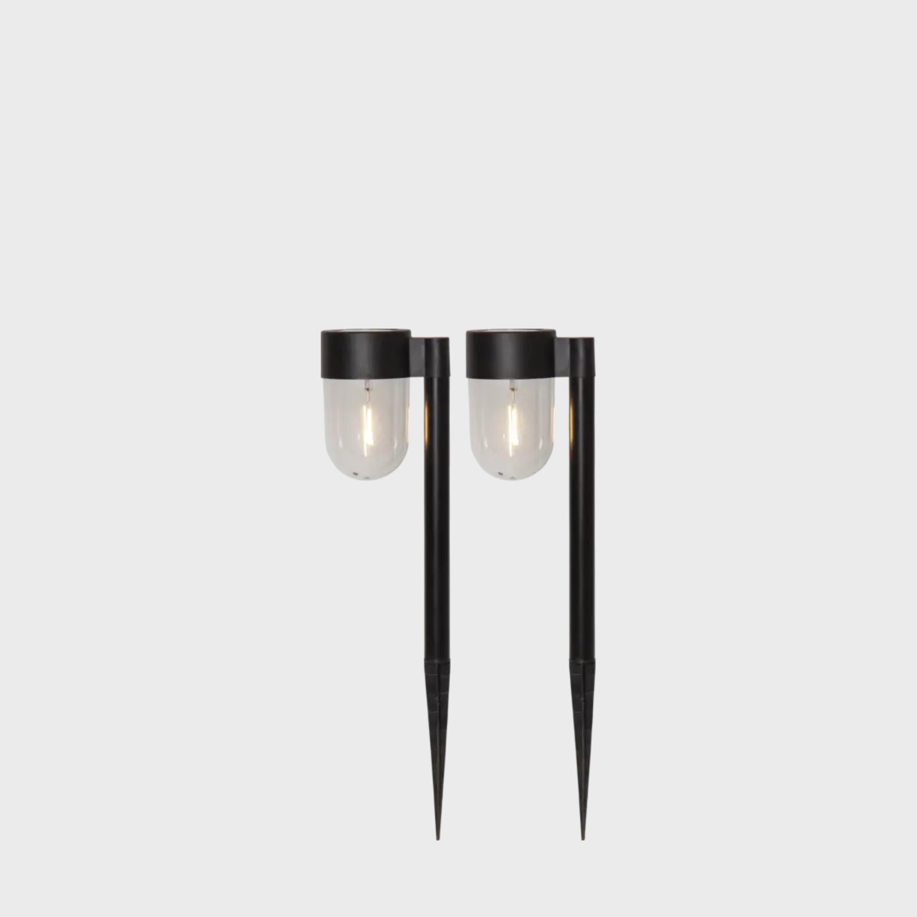 Cupola LED solcelle lampe 18 cm sort 2stk