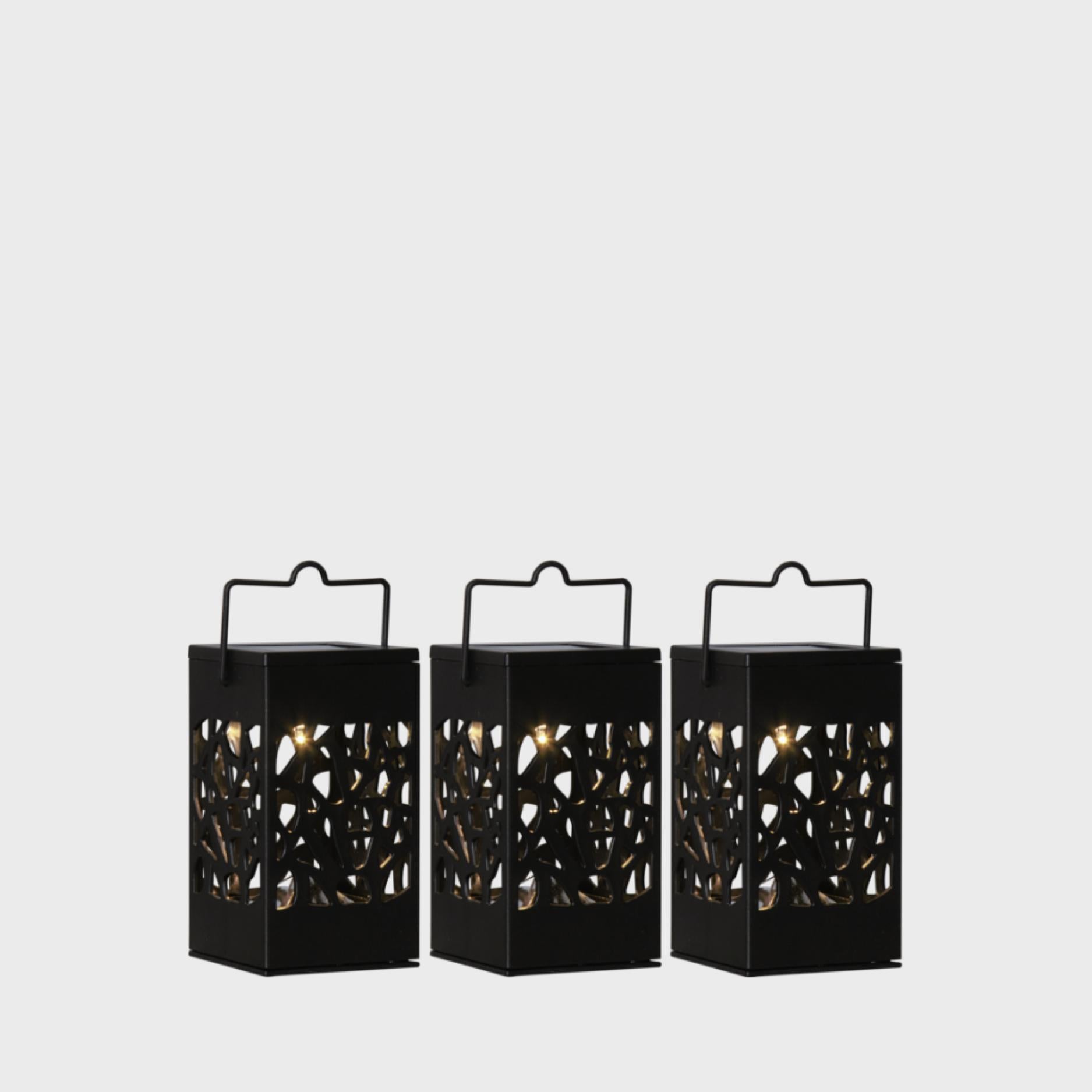 Izola LED lanterne 11cm 3stk sort