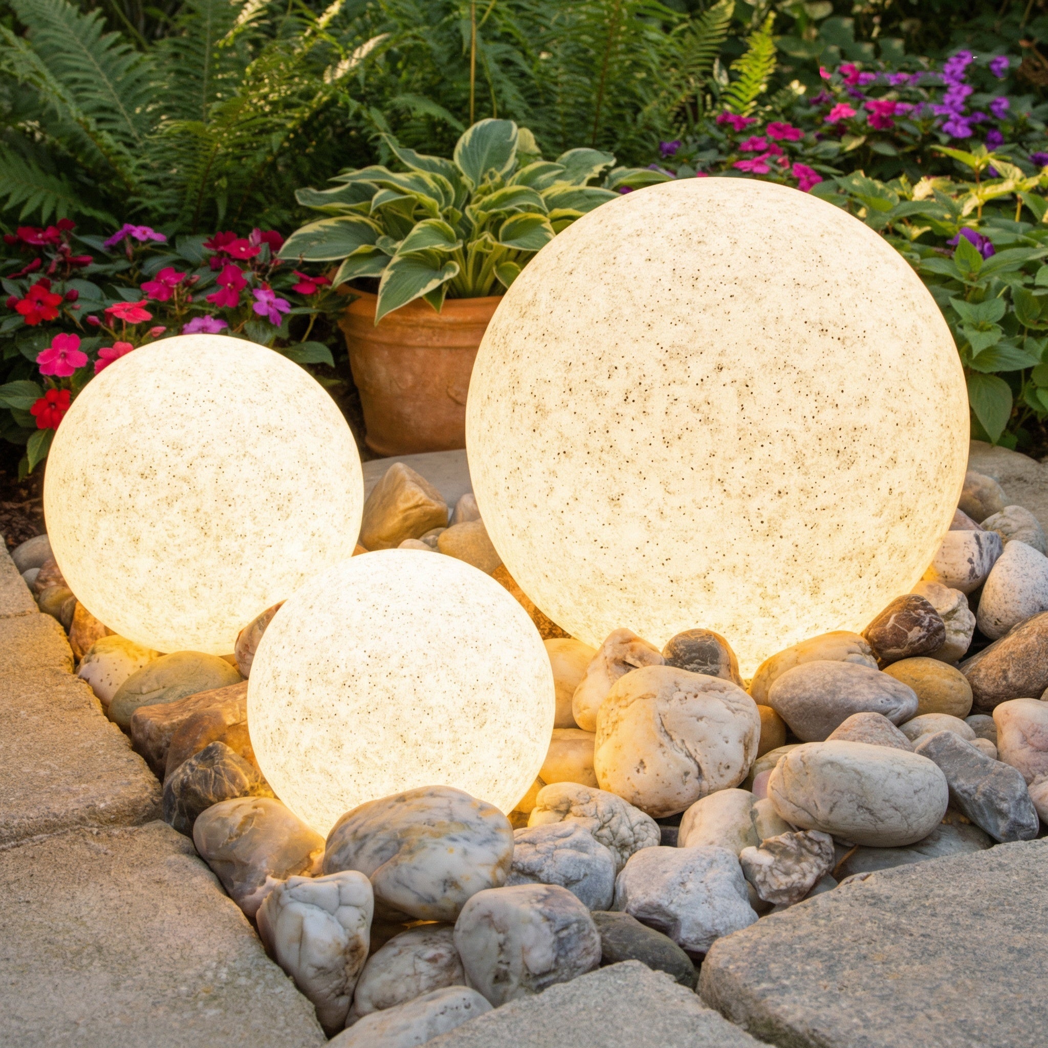 Mia LED kugler Stone Grå Ø 25,30,40cm sæt 3stk.