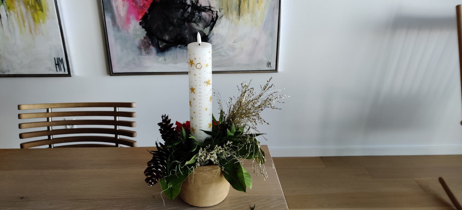 Luna LED kalenderlys hvid med stjerner Ø5 X 25cm 1stk